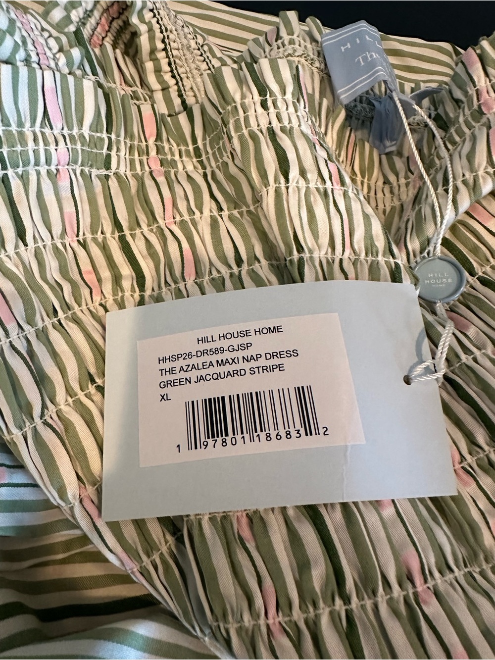 Hill House Home The Azalea Maxi Nap Dress - Green Jacquard Stripe Size XLGreen J - Picture 4 of 4